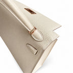 Second generation Mini Kelly 19cm Epsom leather milkshake white