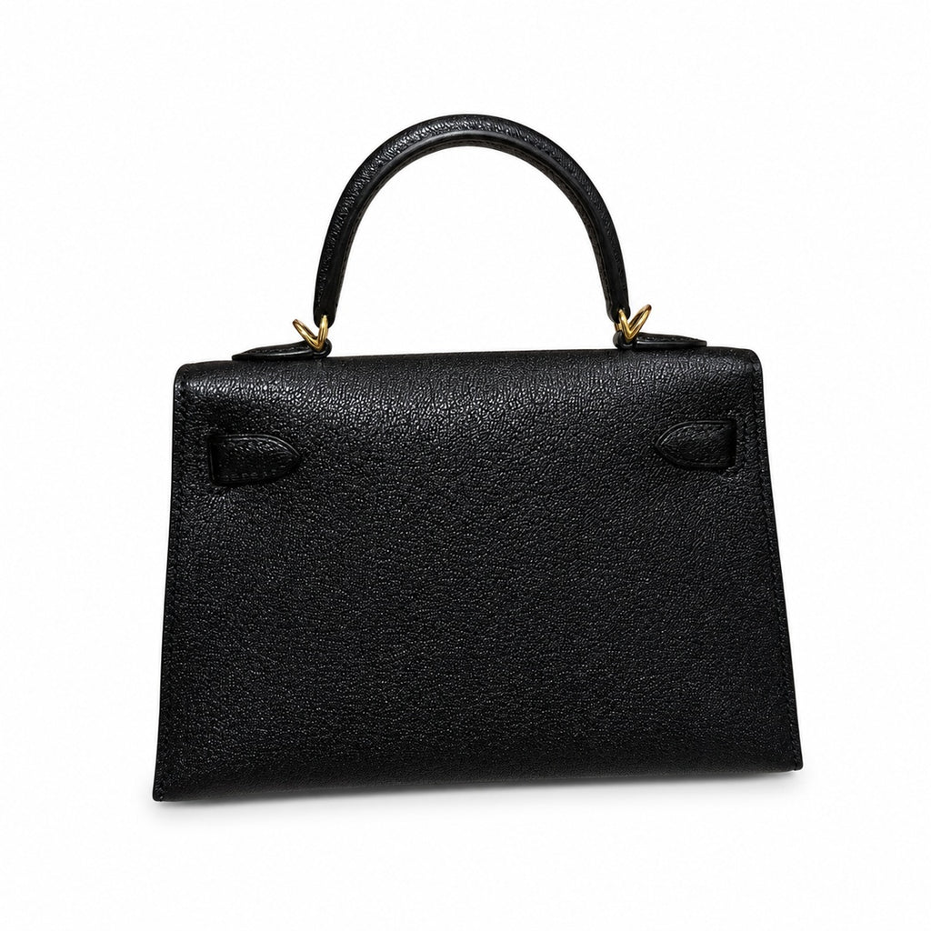 mini kelly 2, ck89/Black, Epsom, gold, 19cm, all handmade‼ ️Mini Kelly II, black with blue lining, palm print leather, gold buckle, 19cm, high-end fully handmade and customized‼ ️Purely hand-made nail