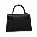 mini kelly 2, ck89/Black, Epsom, gold, 19cm, all handmade‼ ️Mini Kelly II, black with blue lining, palm print leather, gold buckle, 19cm, high-end fully handmade and customized‼ ️Purely hand-made nail