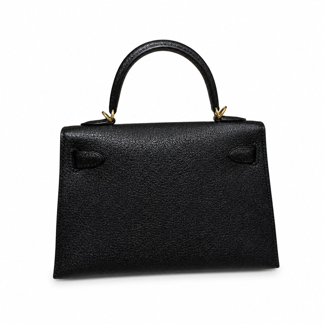 mini kelly 2, ck89/Black, Epsom, gold, 19cm, all handmade‼ ️Mini Kelly II, black with blue lining, palm print leather, gold buckle, 19cm, high-end fully handmade and customized‼ ️Purely hand-made nail
