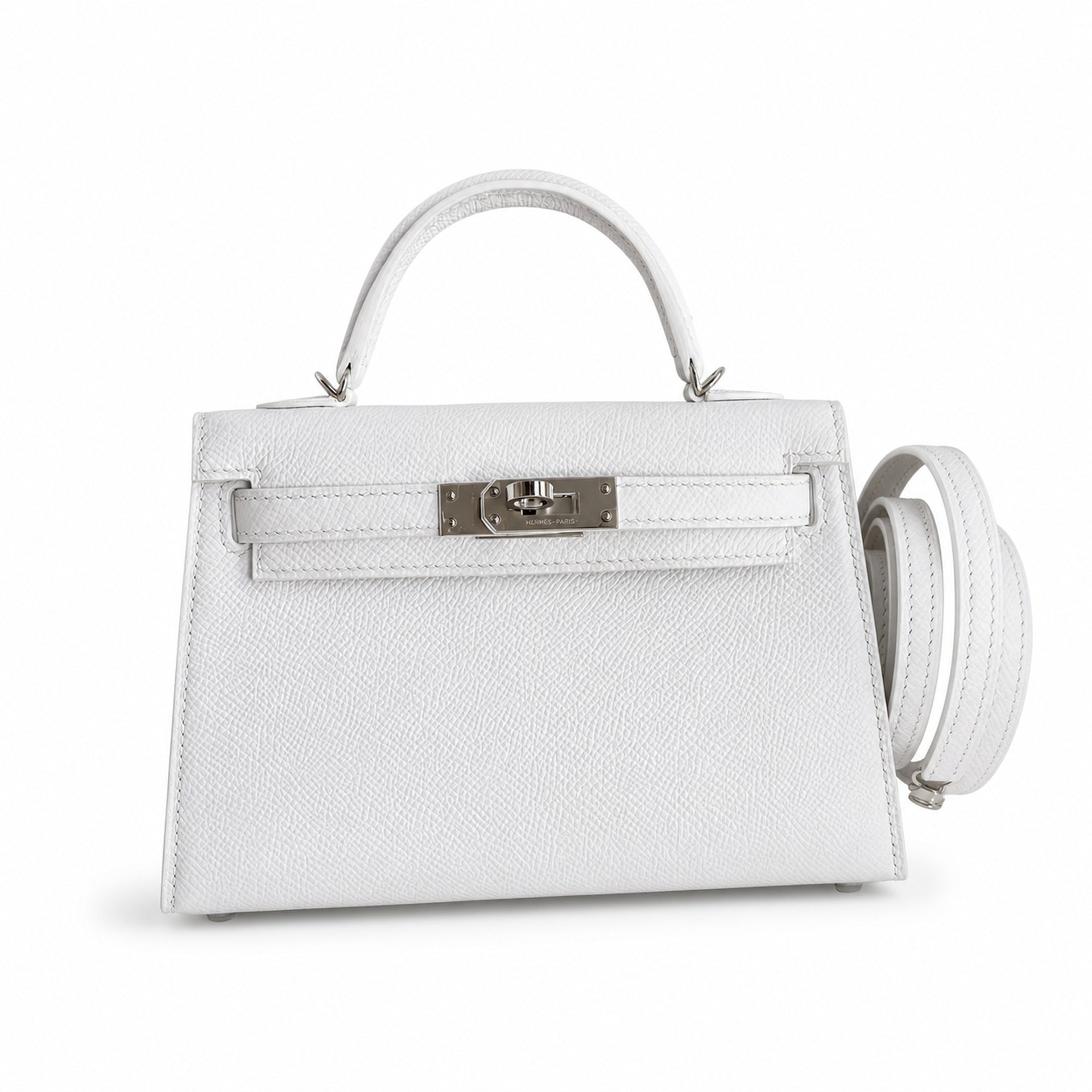 Fully hand-sewn👉Second generation Mini Kelly 19cm imported Epsom leather pure white silver buckle
