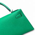 Kelly 25cm/28cm Epsom leather 1K Bombou bamboo green top handcraft! Counter quality!