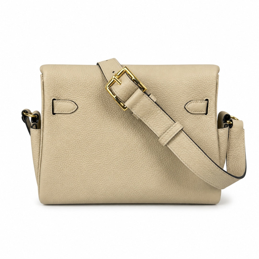 🆕 In stock kelly messenger messenger bag for men and women, gray gold buckle for windbreaker, imported leather, all-steel hand-waxed thread, the highest cost-effectiveness on the Internet. The classic