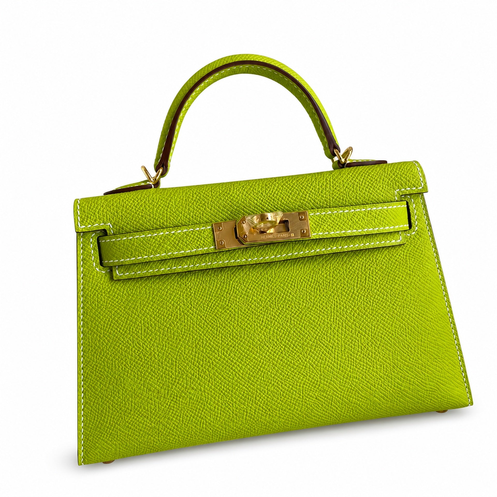 Fully hand-sewn👉Second generation Mini Kelly 19cm imported Epsom leather apple green gold buckle