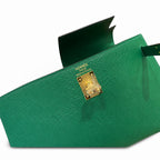Kelly 25cm Epsom leather U4 Vert Veryigo velvet green top handmade! Counter quality!