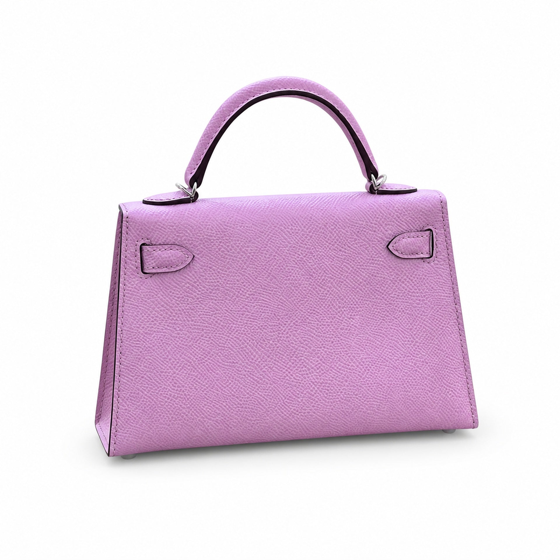 Second generation Mini Kelly 19cm Epsom leather, mallow purple, silver buckle