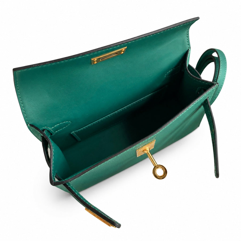 Fully hand-sewn👉Second generation Mini Kelly 19cm imported Epsom leather malachite green🦚 gold buckle