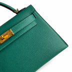 Fully hand-sewn👉Second generation Mini Kelly 19cm imported Epsom leather malachite green🦚 gold buckle