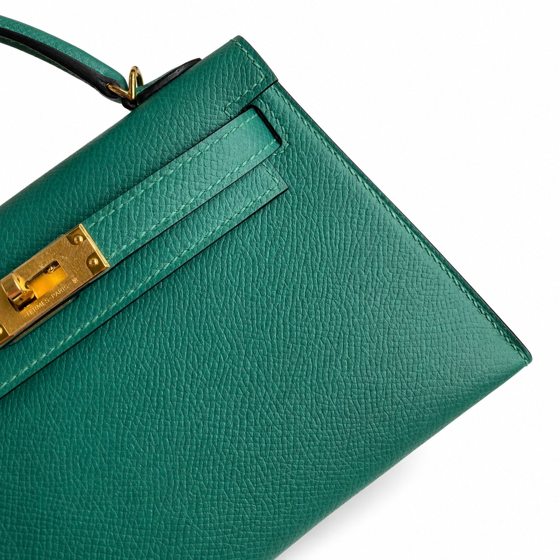 Fully hand-sewn👉Second generation Mini Kelly 19cm imported Epsom leather malachite green🦚 gold buckle