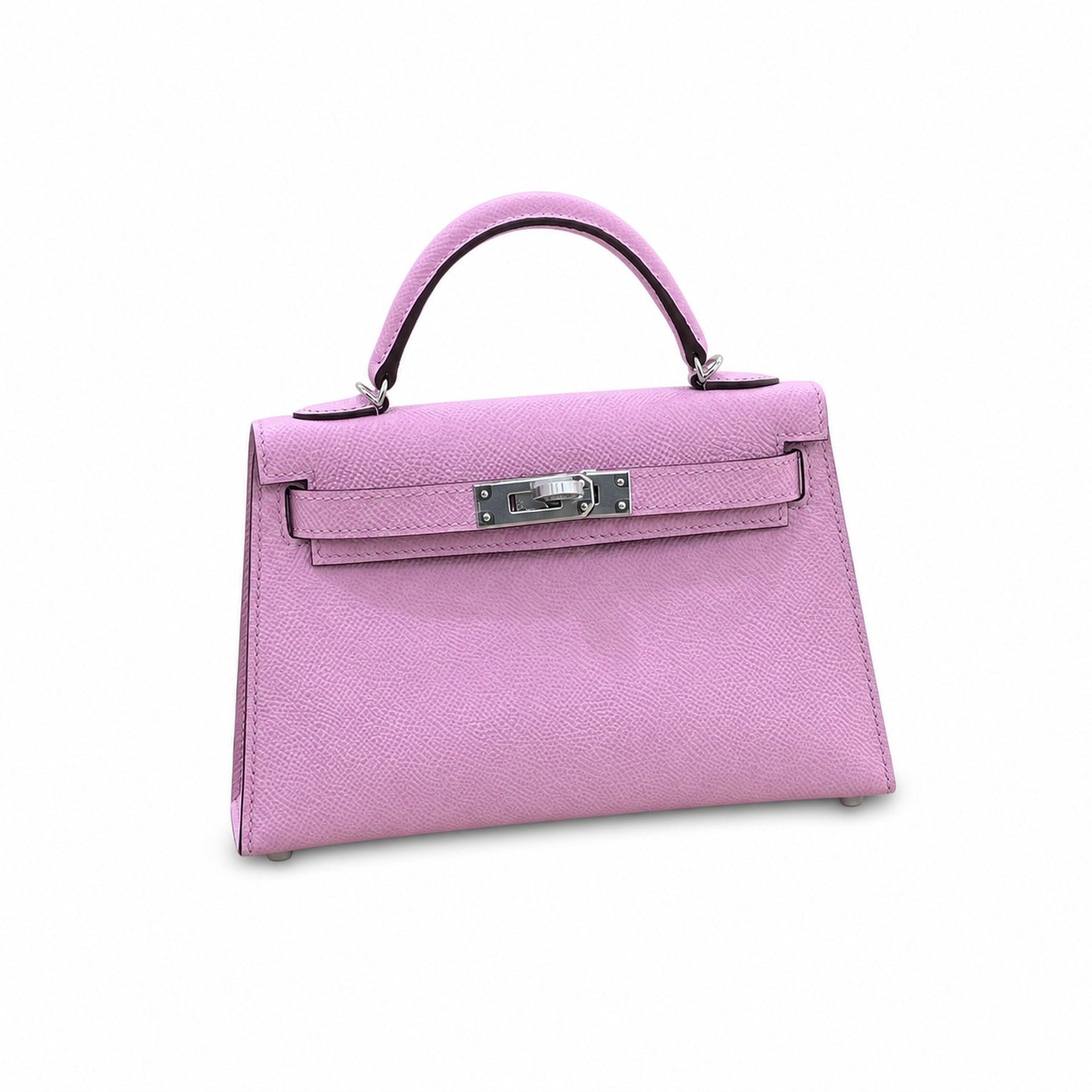 Second generation Mini Kelly 19cm Epsom leather, mallow purple, silver buckle