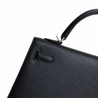 Black, gold and silver buckle, Kelly 25, imported Epsom