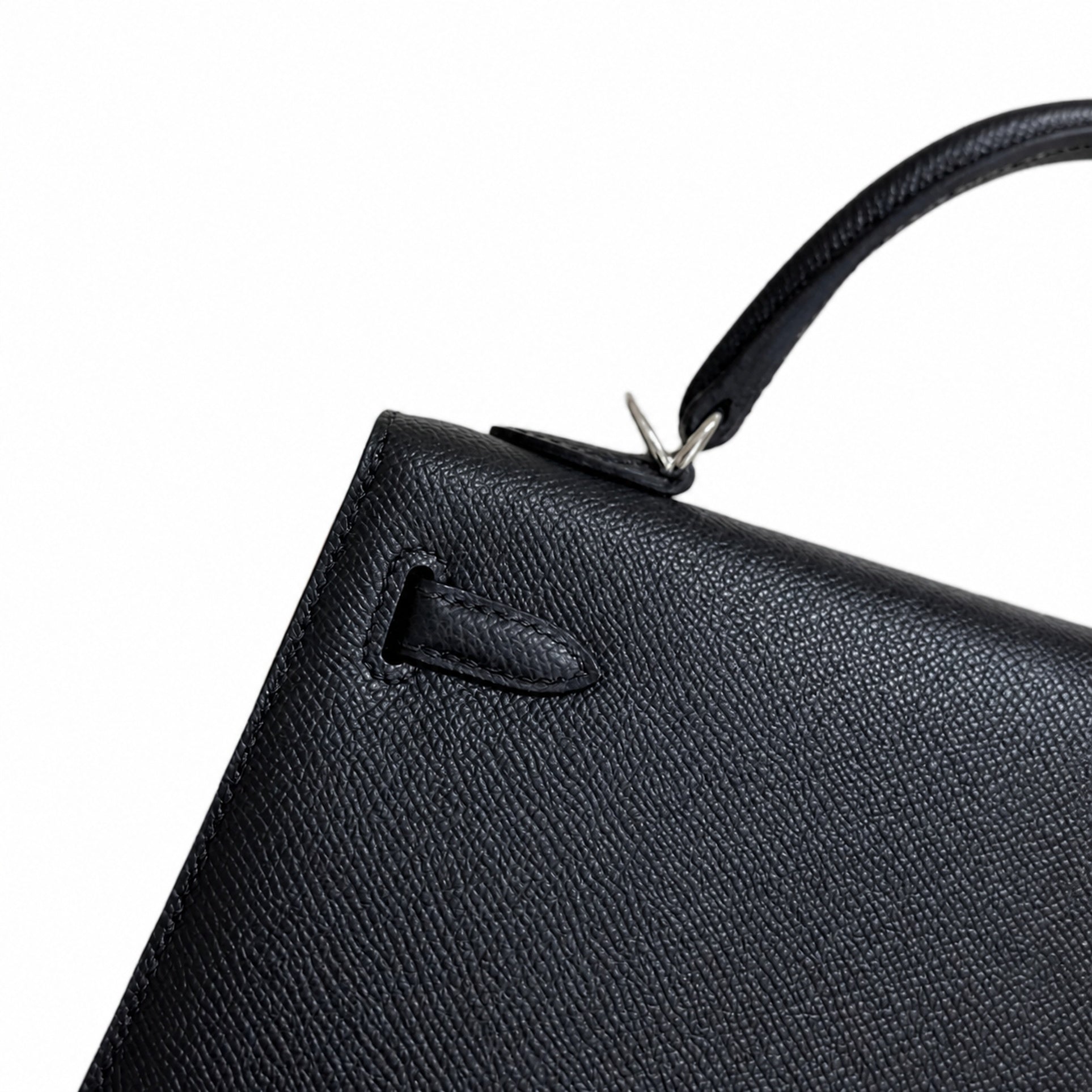 Black, gold and silver buckle, Kelly 25, imported Epsom