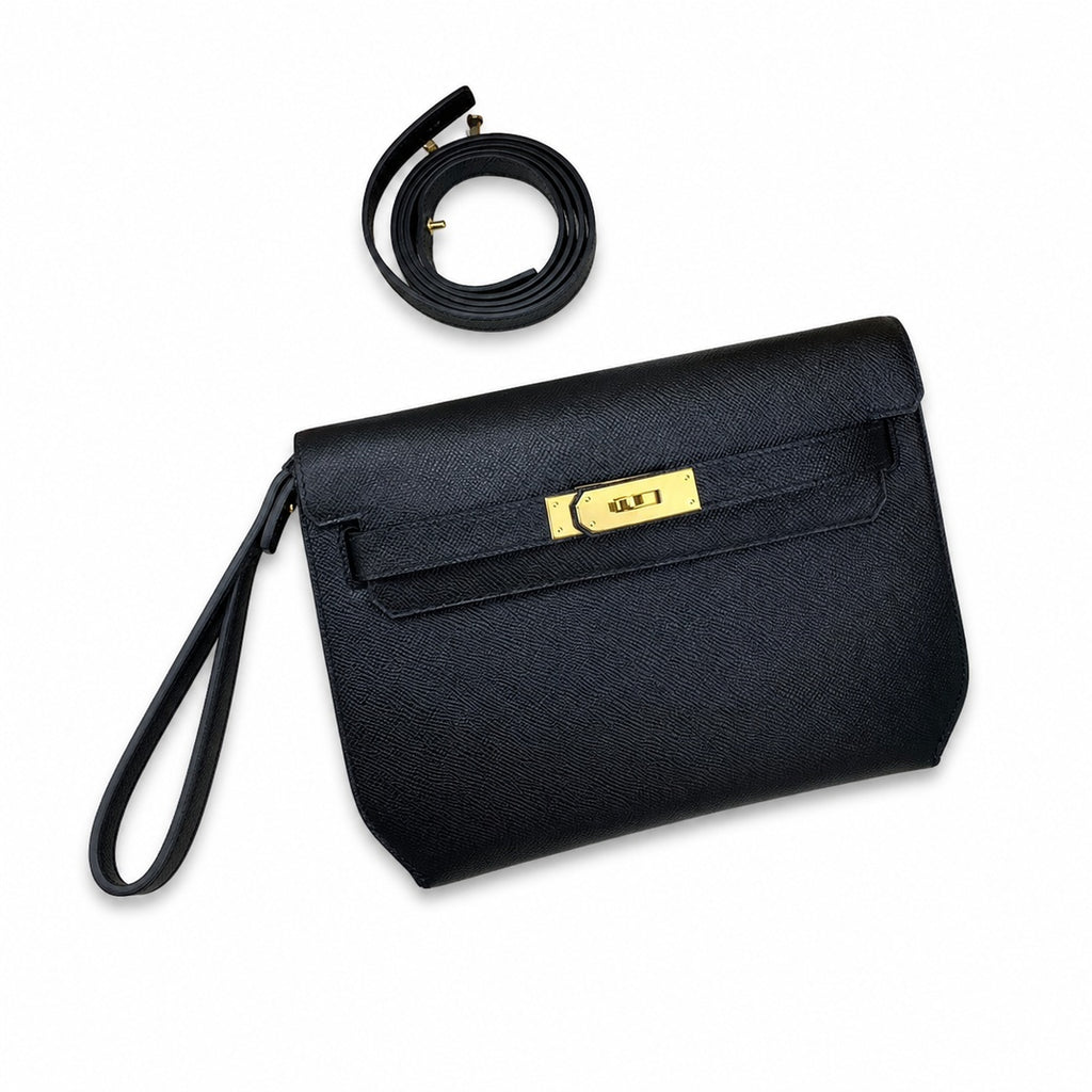 Kelly Depeches 25cm Epsom Leather 89 Black Gold Buckle The most in-class men's handbag Depeches25 This leather is really the best. When paired with a shoulder strap, it instantly transforms into an un