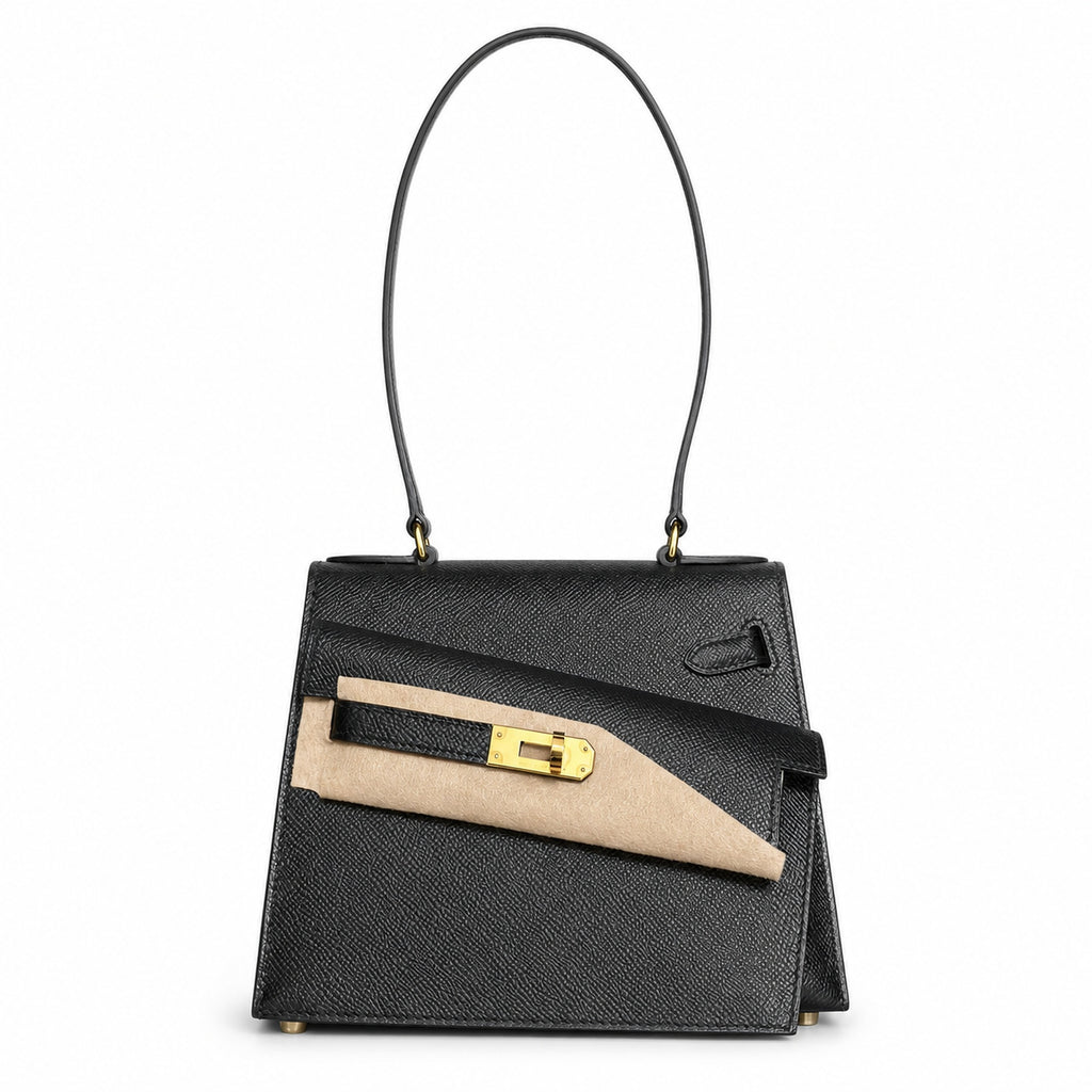 Kelly double-sided Desordre Epsom original palm print leather ck89 black Noir gold buckle GHW top hand sewing