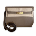 Kelly depeches 25cm epsom elephant gray gold buckle