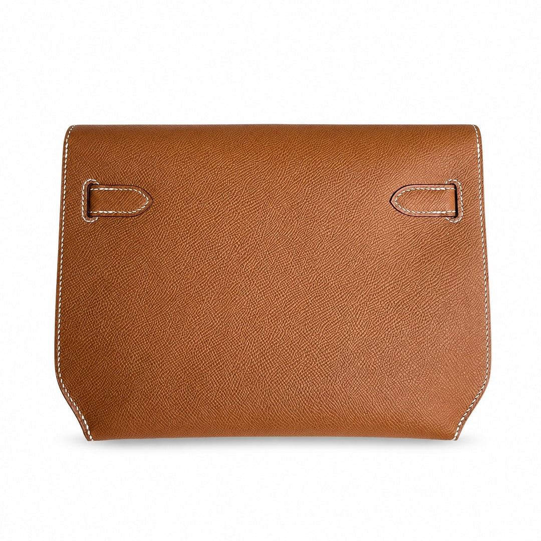 Customer order💕 kelly depeches25 golden brown epsom gold buckle hand-stitched men's handbag🎉
