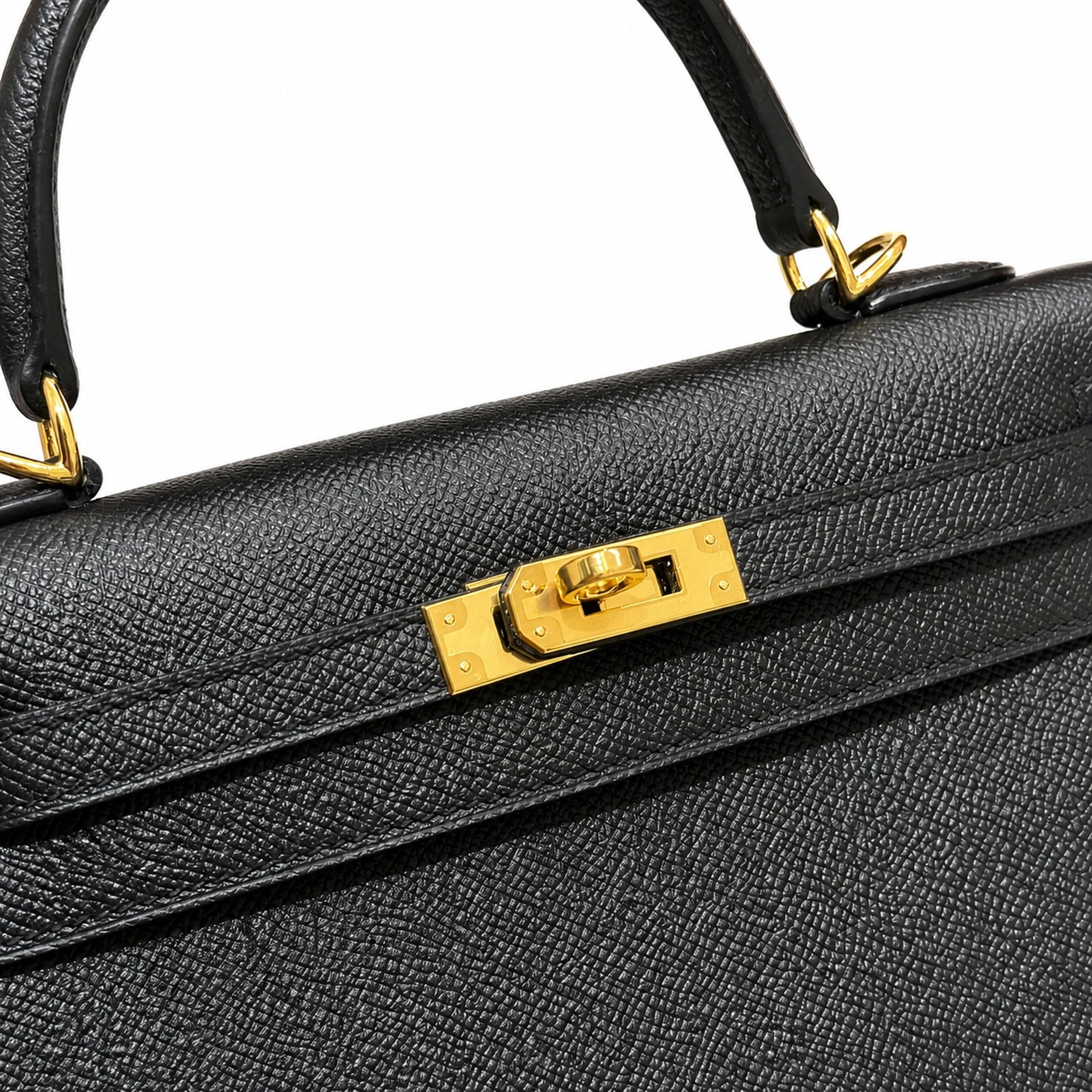 kelly25cm, ck89/Black, Epsom, gold, all handmade‼ ️Kelly 25cm, black, palm print, gold buckle, high-end handmade exclusive customization‼ ️Purely hand-made nails, hand-engraved hardware, fine steel Di