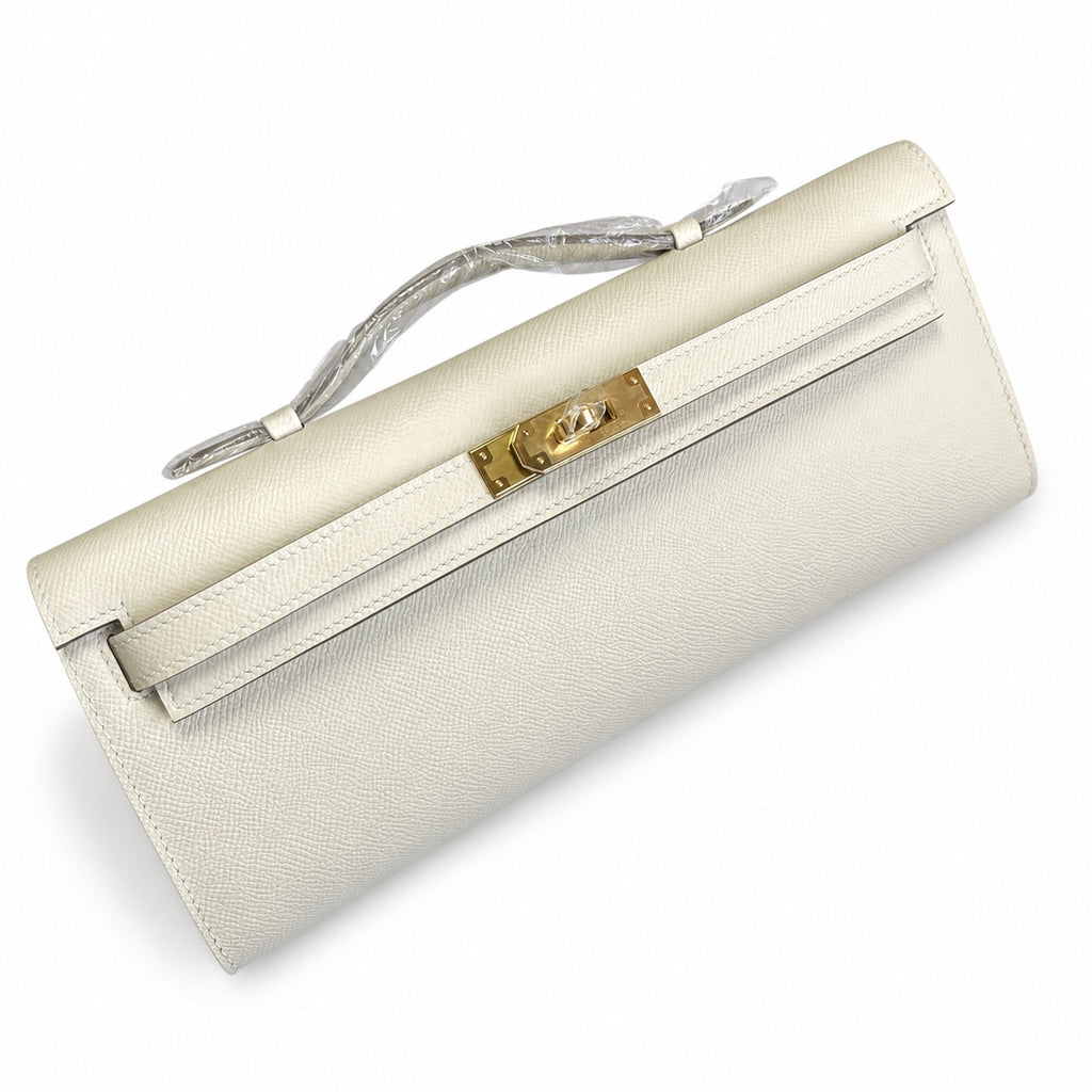 Kelly Cut 31 Clutch Epsom Leather Picture Milkshake White