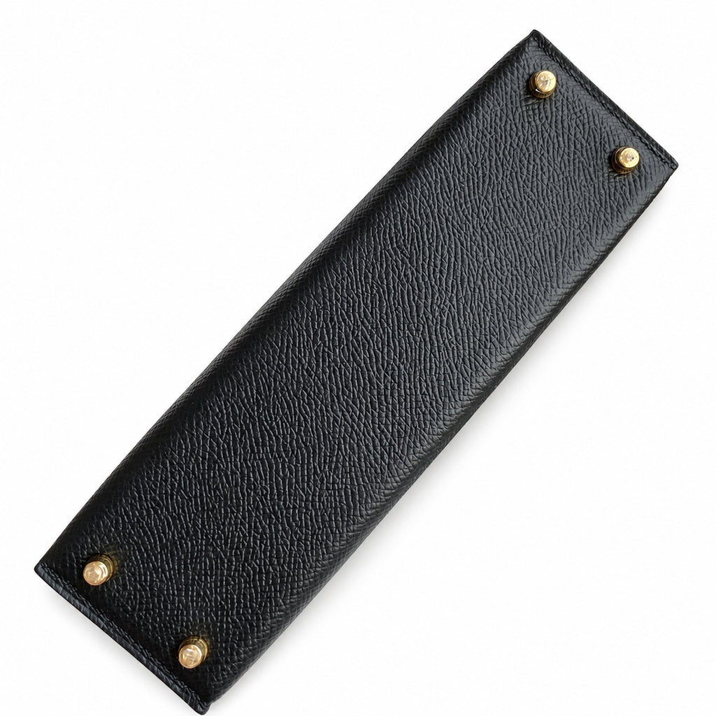 Second generation Mini Kelly 19cm Epsom leather black gold buckle