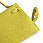 Fully hand-sewn👉Second generation Mini Kelly 19cm imported Epsom leather lemon yellow🍋 gold buckle