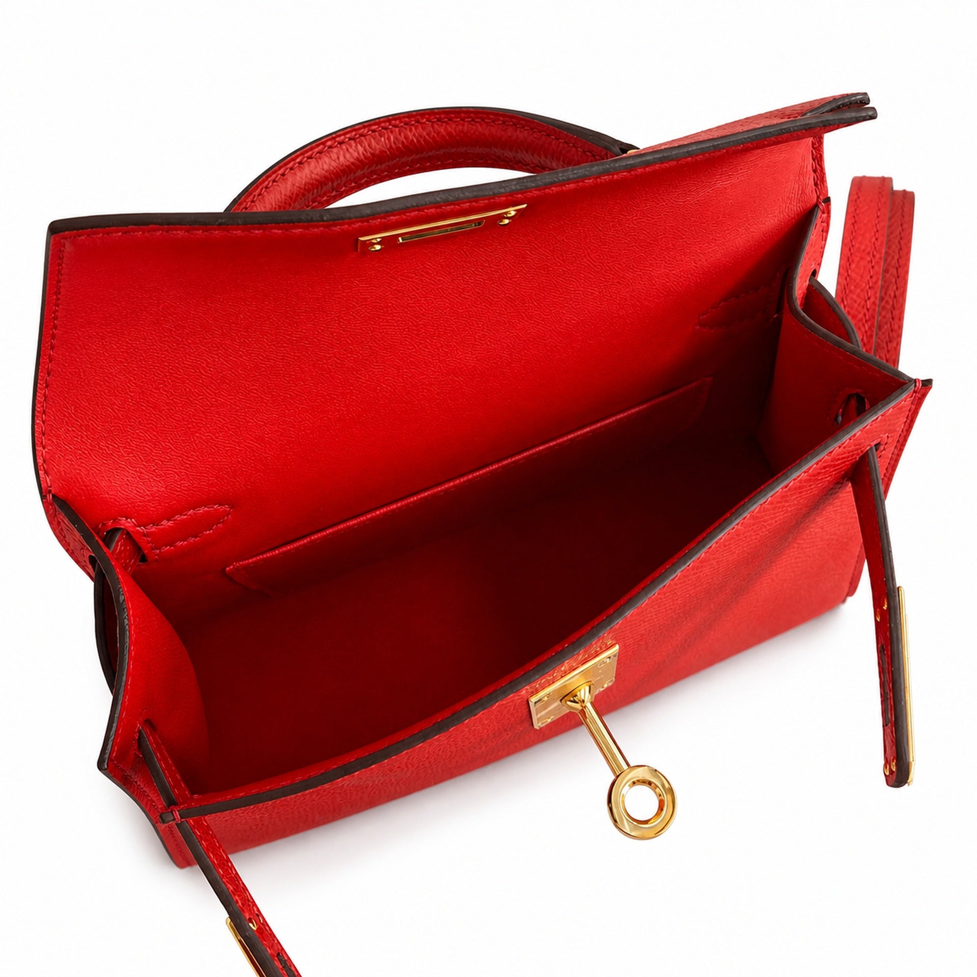 Fully hand-sewn👉Second generation Mini Kelly 19cm imported Epsom leather heart red gold buckle