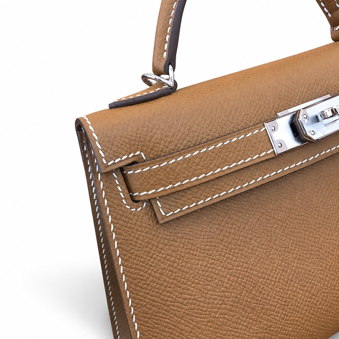 Fully hand-sewn👉Second generation Kelly 19cm imported Epsom leather earthy yellow gold and silver buckle