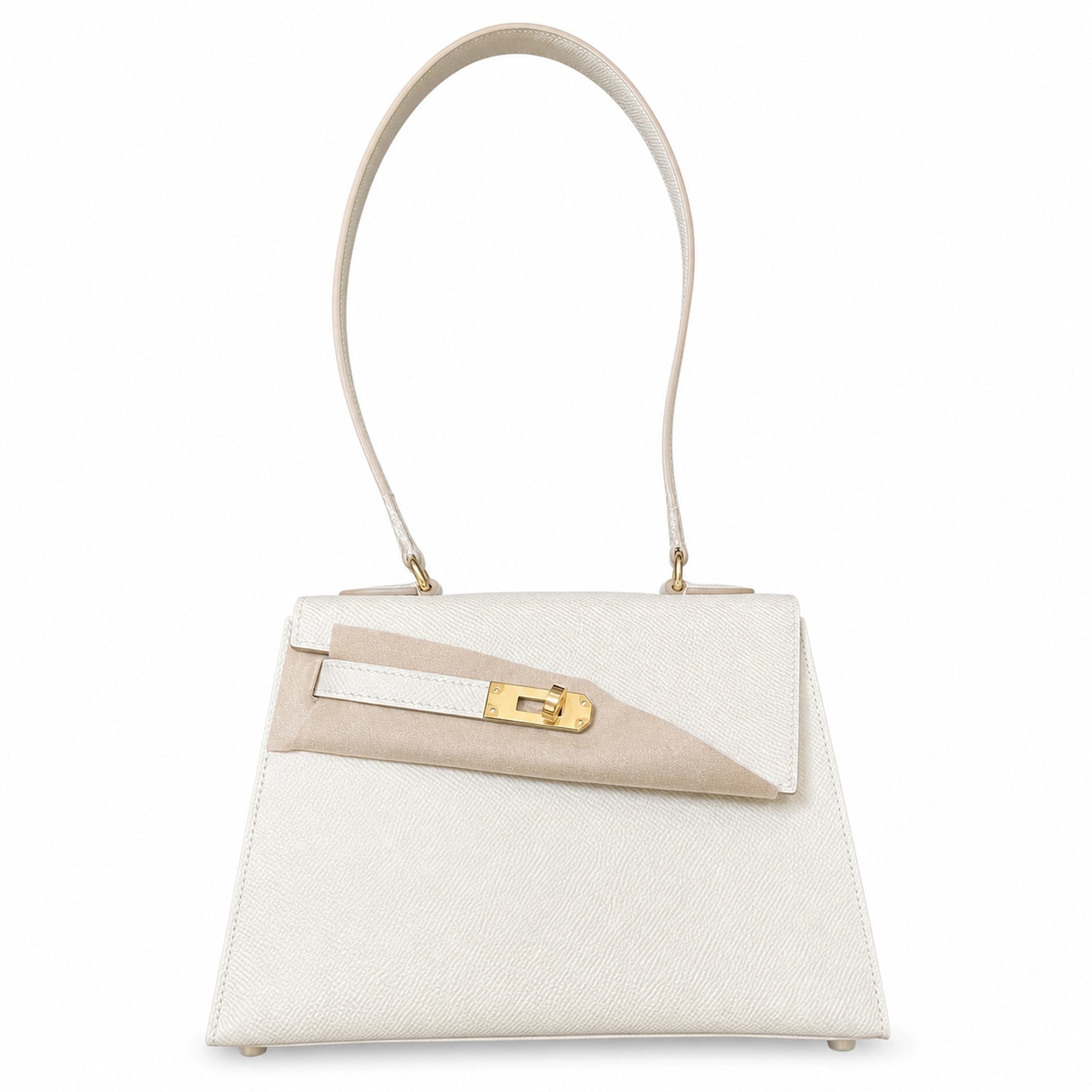 Kelly Desordre 20cm Sellier double-sided Epsom original palm print leather ck10 milkshake white Craie gold buckle GHw top hand sewing