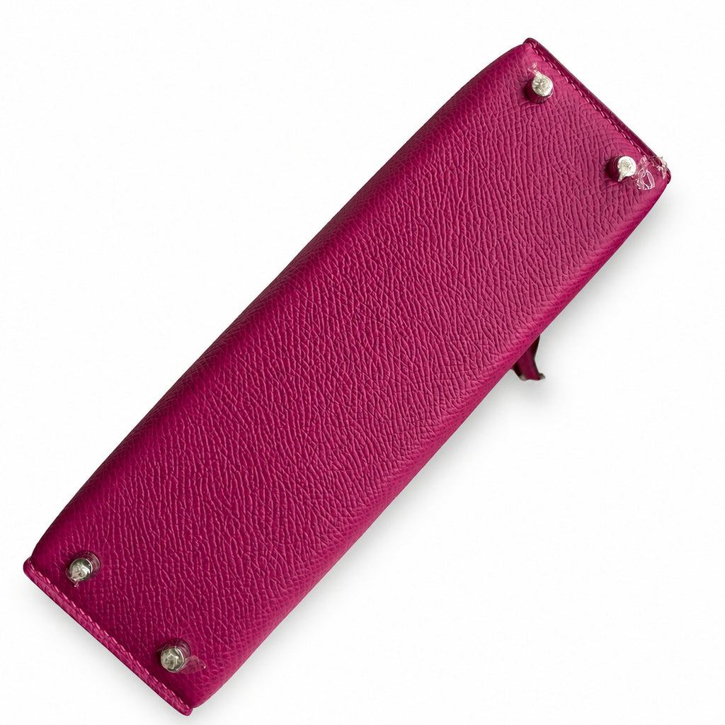 Fully hand-sewn👉Second generation Mini Kelly 19cm imported Epsom leather rose purple silver buckle