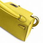 Fully hand-sewn👉Second generation Mini Kelly 19cm imported Epsom leather lemon yellow🍋 silver buckle