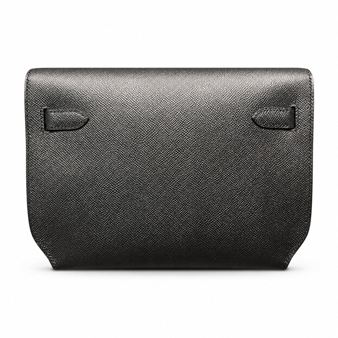 kelly Depeches 25cm Epsom leather 89 Noir black top handcrafted! Counter quality!