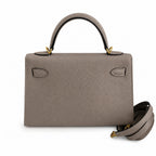 Fully hand-sewn👉Second generation Mini Kelly 19cm imported Epsom leather asphalt gray gold buckle