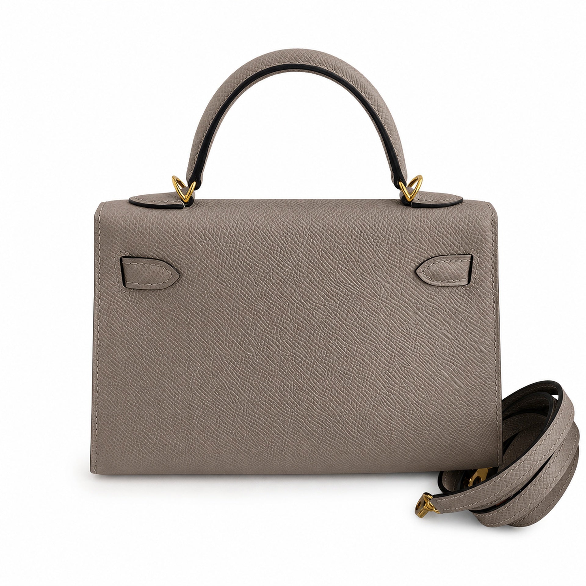 Fully hand-sewn👉Second generation Mini Kelly 19cm imported Epsom leather asphalt gray gold buckle