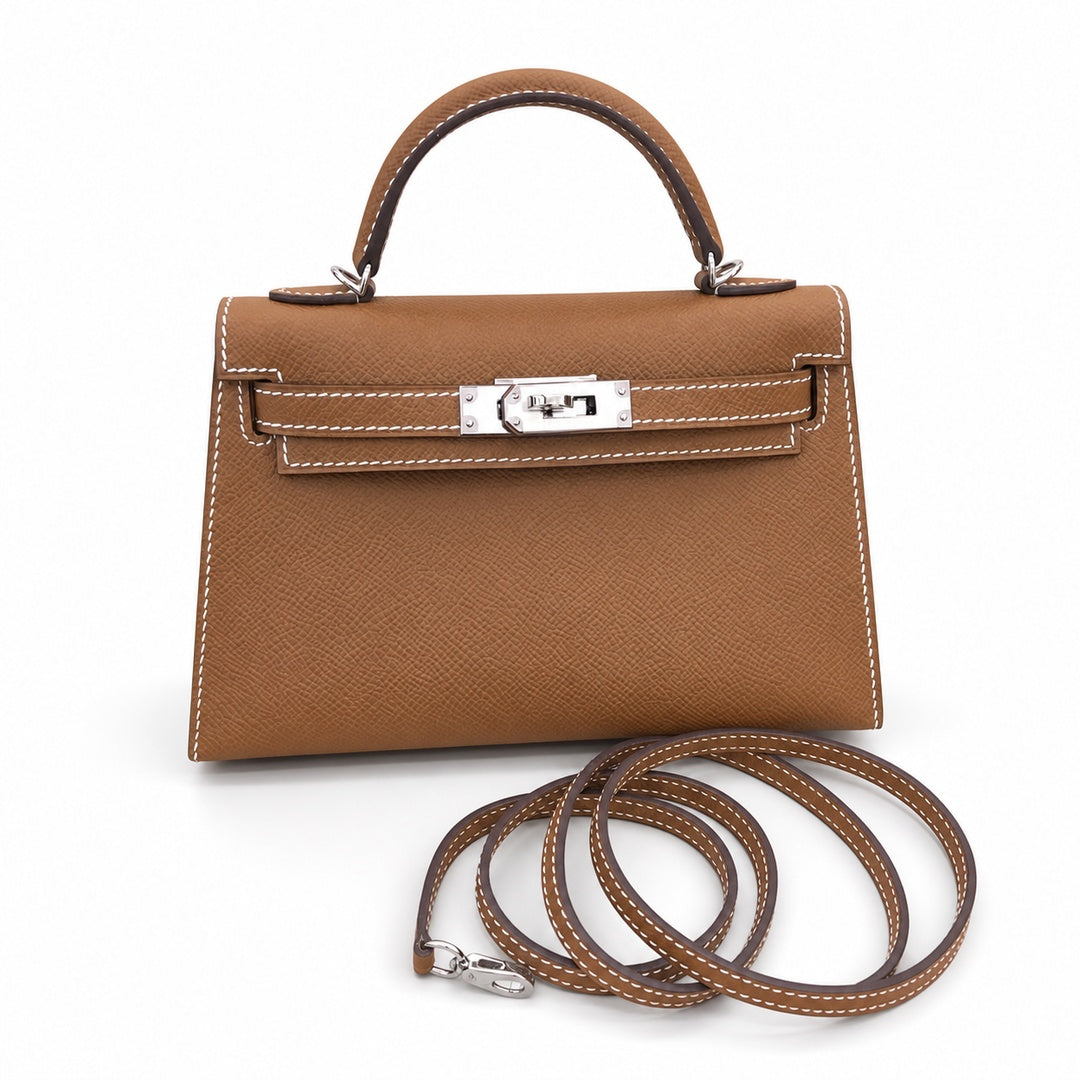 Fully hand-sewn👉Second generation Kelly 19cm imported Epsom leather earthy yellow gold and silver buckle