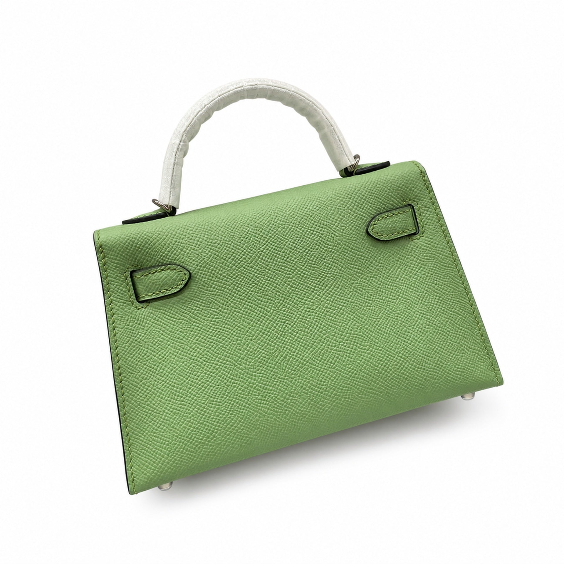 In stock: second generation Kelly 19cm imported Epsom leather avocado green 🥑 gold and silver buckle wax thread