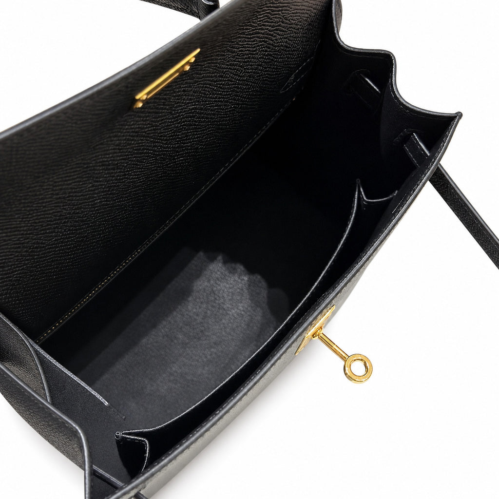 kelly25cm, ck89/Black, Epsom, gold, all handmade‼ ️Kelly 25cm, black, palm print, gold buckle, high-end handmade exclusive customization‼ ️Purely hand-made nails, hand-engraved hardware, fine steel Di