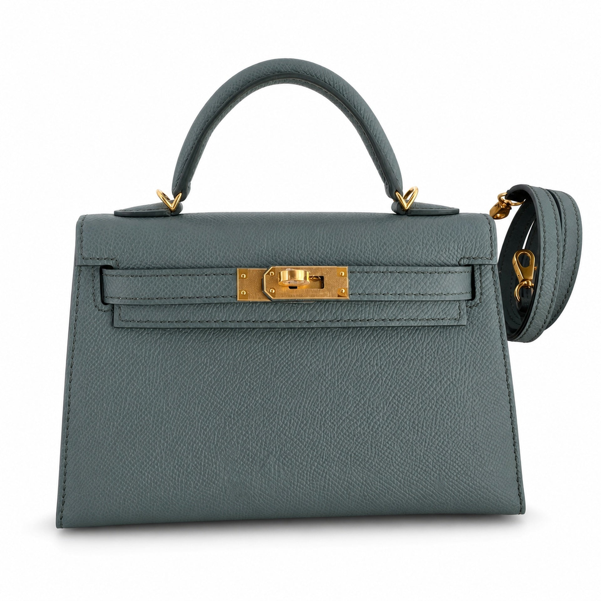 Fully hand-sewn👉Second generation Mini Kelly 19cm imported Epsom leather almond green gold buckle
