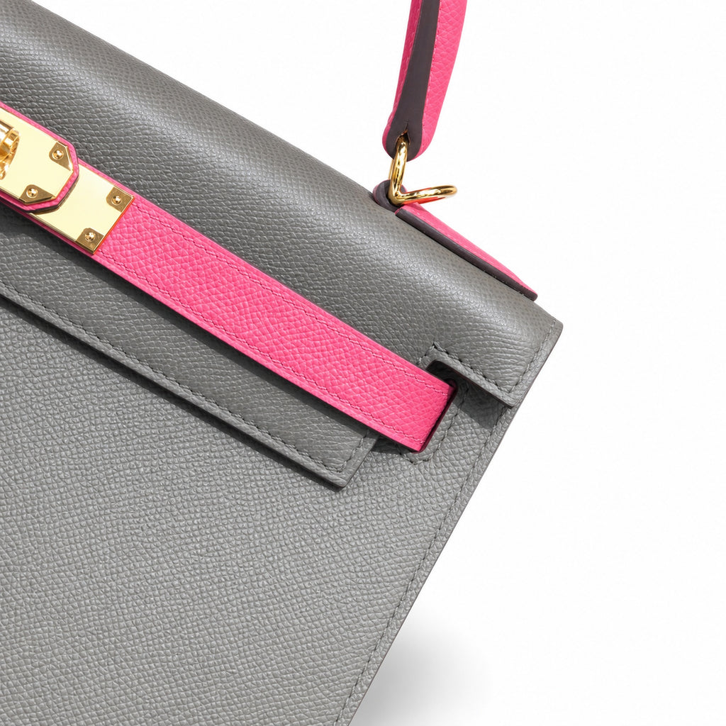 Kelly 28cm Epsom Leather 18 Etoupe Elephant Gray 8W Rose Azelee Lipstick Powder Top-notch Handmade! Counter quality!