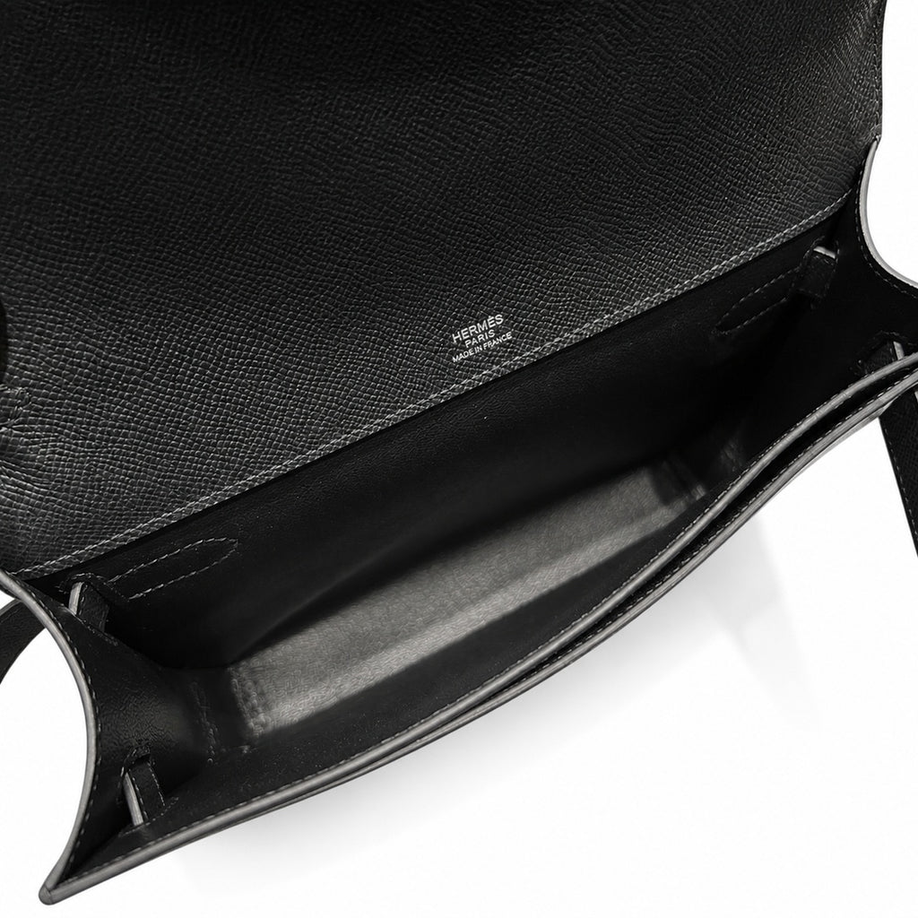 kelly Depeches clutch, Epsom leather 89 Noir black, top-notch craftsmanship! Counter quality!