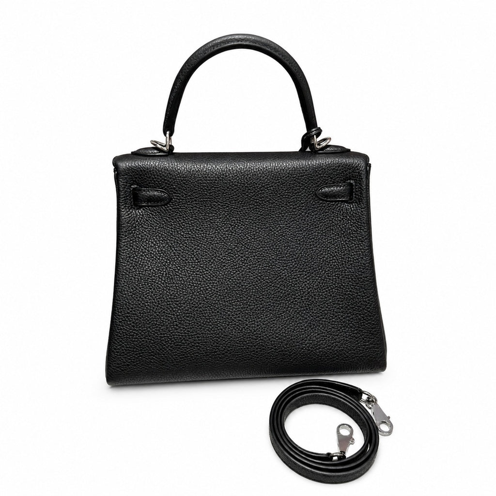 Kelly25cm, ck89/black, togo, silver, all handmade‼ Kelly 25cm, black, calfskin, silver buckle, top hand-stitched wax thread, high-end handmade exclusive customization‼ ️Purely hand-made nails, hand-en