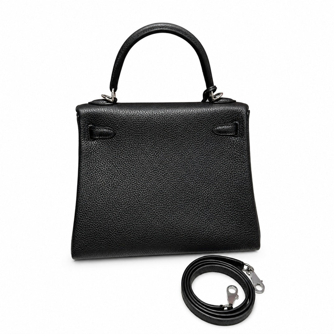 Kelly25cm, ck89/black, togo, silver, all handmade‼ Kelly 25cm, black, calfskin, silver buckle, top hand-stitched wax thread, high-end handmade exclusive customization‼ ️Purely hand-made nails, hand-en