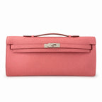 Kelly cut 31 clutch epsom milkshake powder silver buckle in stock