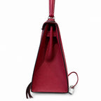 kelly28cm, K1/Rouge Grenat, Epsom, sliver, all handmade‼ ️Kelly 28cm, pomegranate red, palm print, silver buckle, high-end handmade exclusive customization‼ ️Purely hand-made nails, hand-engraved hard