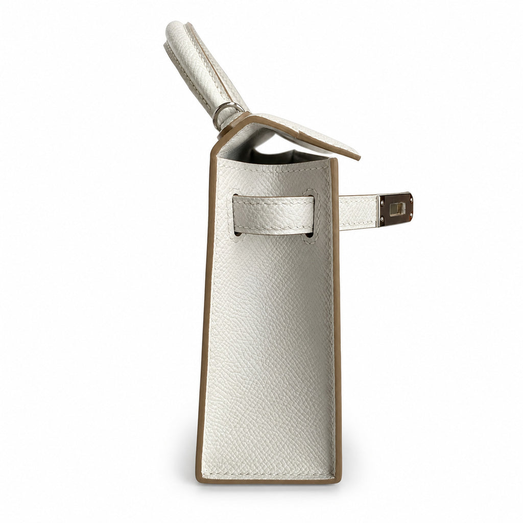 Fully hand-sewn👉Second generation Mini Kelly 19cm imported Epsom leather M4 milk gray silver buckle