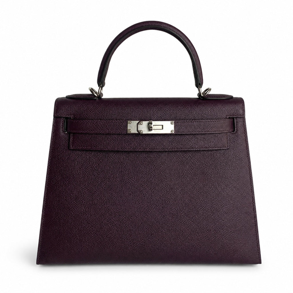 Custom order💕kelly28 grape purple epsom silver buckle hand-stitched