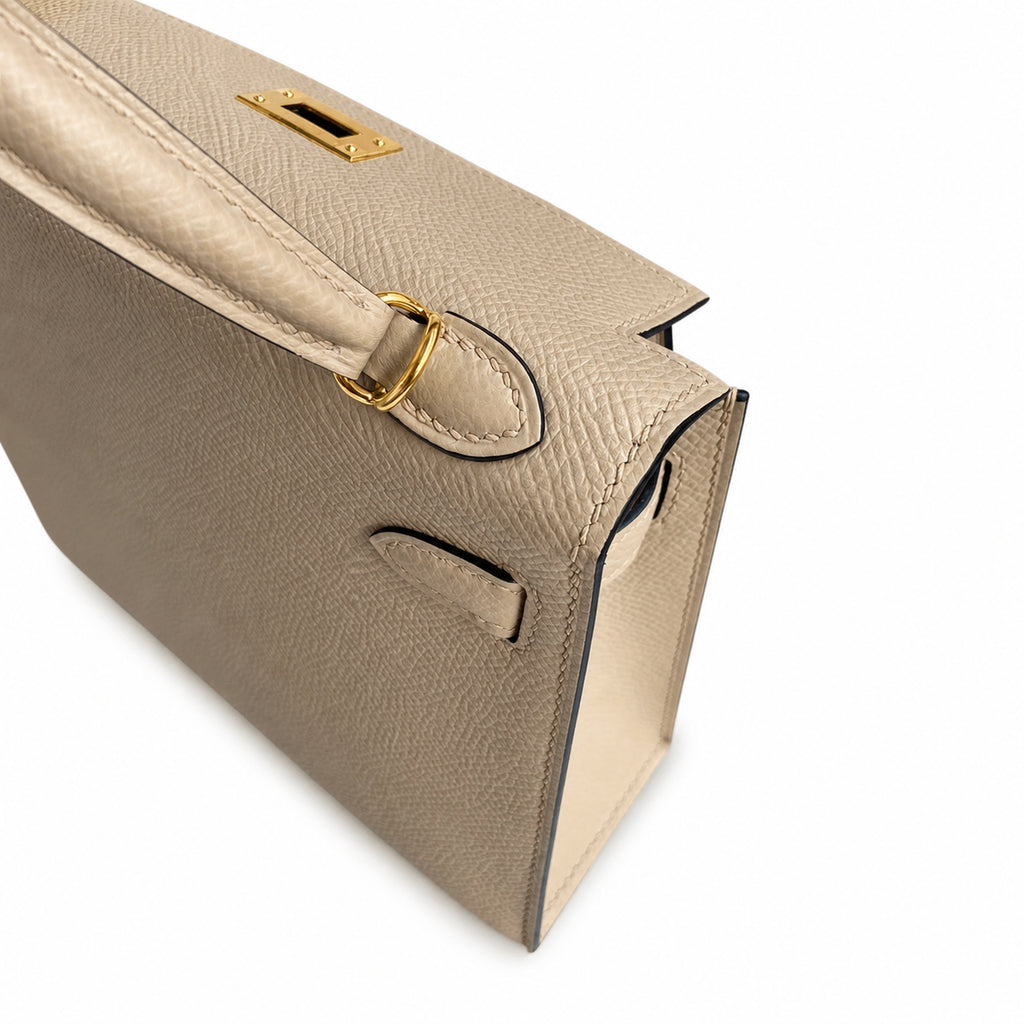 Fully hand-sewn👉Second generation Mini Kelly 19cm imported Epsom leather turtle dove gray gold buckle