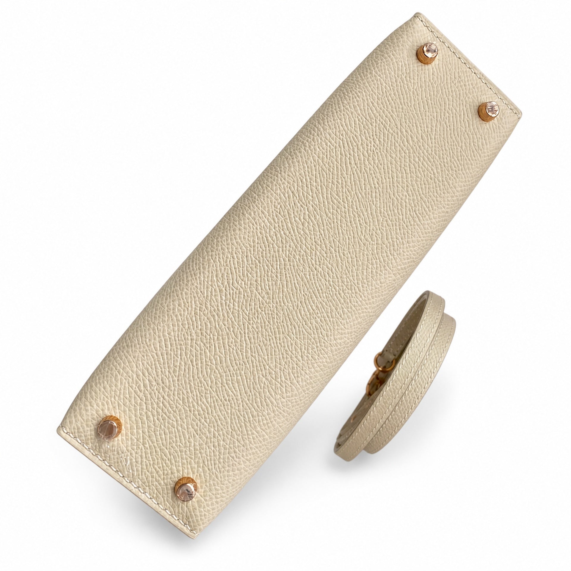 Second generation Mini Kelly 19cm Epsom leather milkshake white
