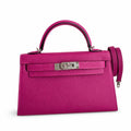 Fully hand-sewn👉Second generation Mini Kelly 19cm imported Epsom leather rose purple silver buckle
