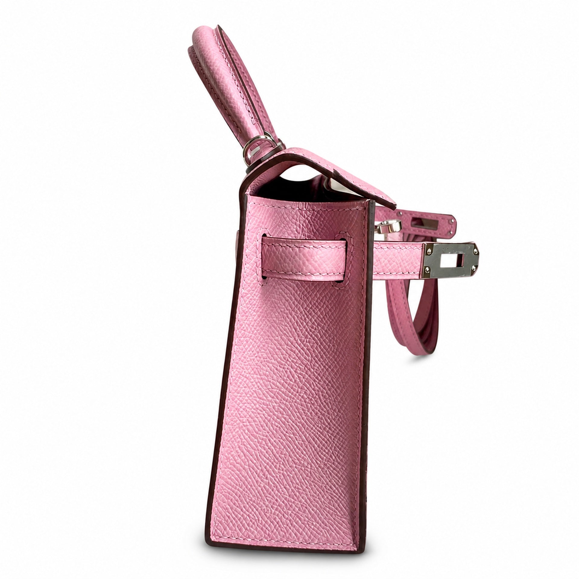 Fully hand-sewn👉Second generation Mini Kelly 19cm imported Epsom leather, malva purple, silver buckle