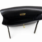 Black gold 🆕 In stock Kelly Messenger messenger bag for men and women, black gold buckle, imported leather, all-steel hand-waxed thread, the highest cost-effectiveness on the Internet. Unisex messenge
