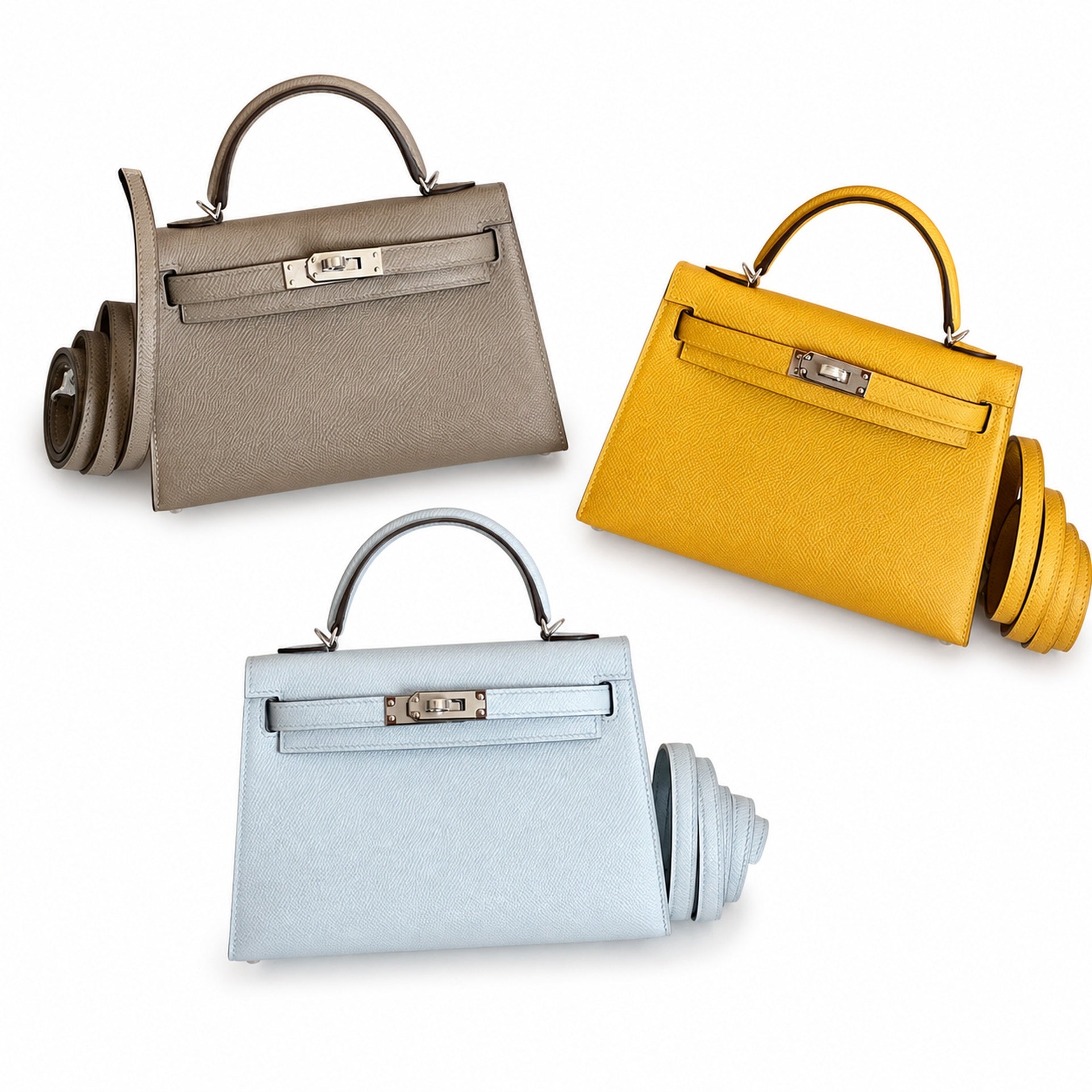 ❷Kelly mini 2nd generation collection🈴Picture 19cm Epsom palm print leather silver buckle series